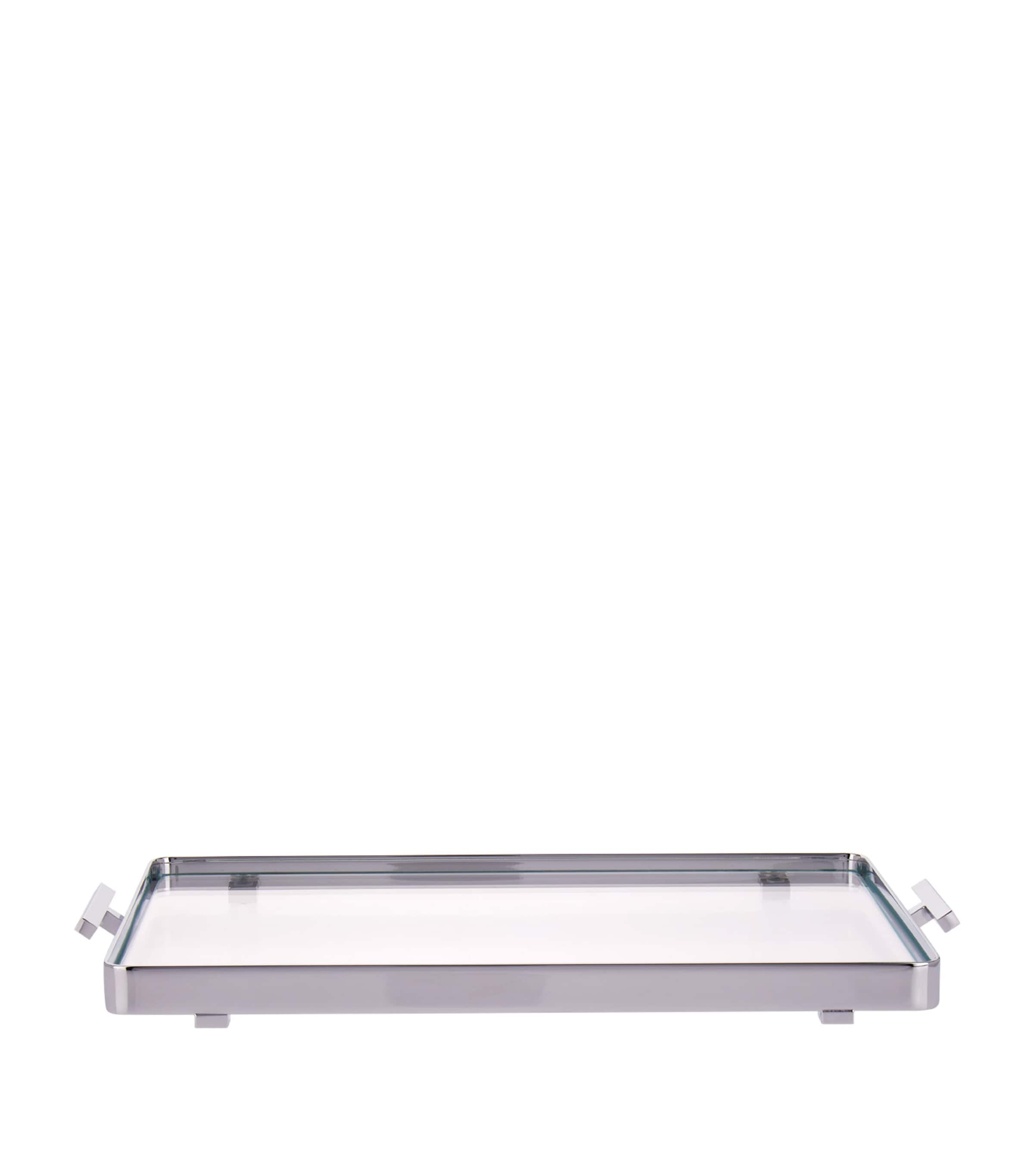 Chrome Trimmed Glass Tray