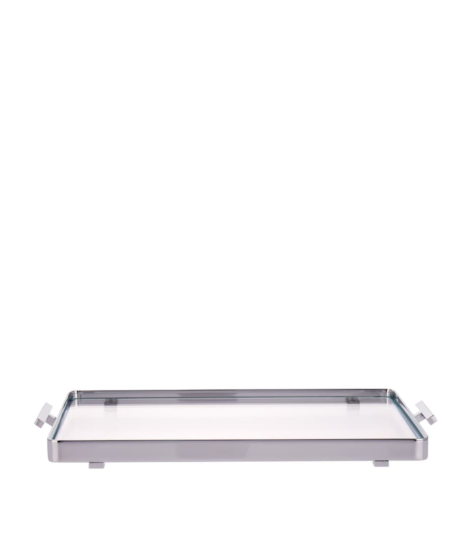 Chrome Trimmed Glass Tray