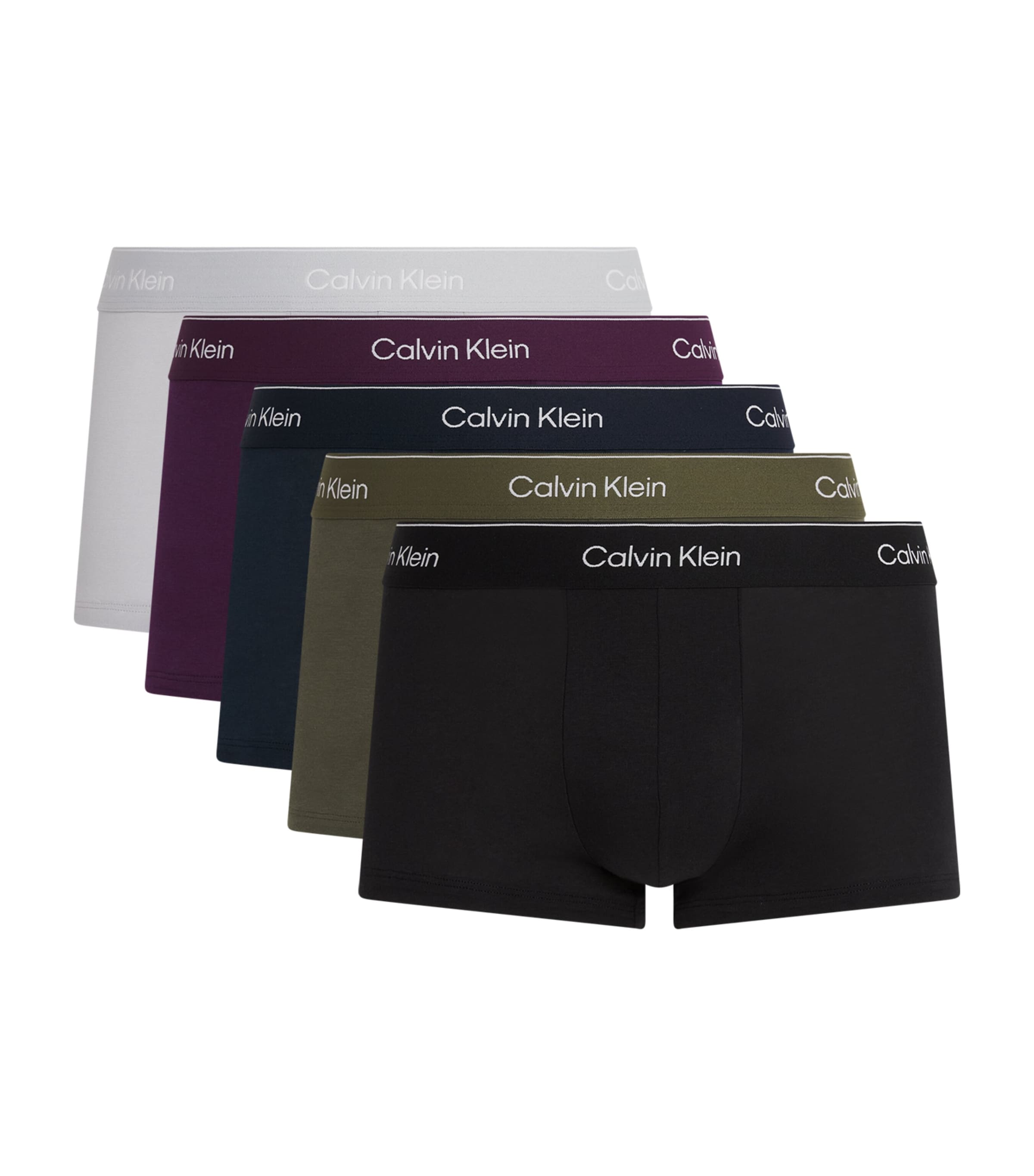 Calvin Klein Mens Stretch-Cotton Low Rise Icon Trunks (Pack of 5) Black/harbor Mi