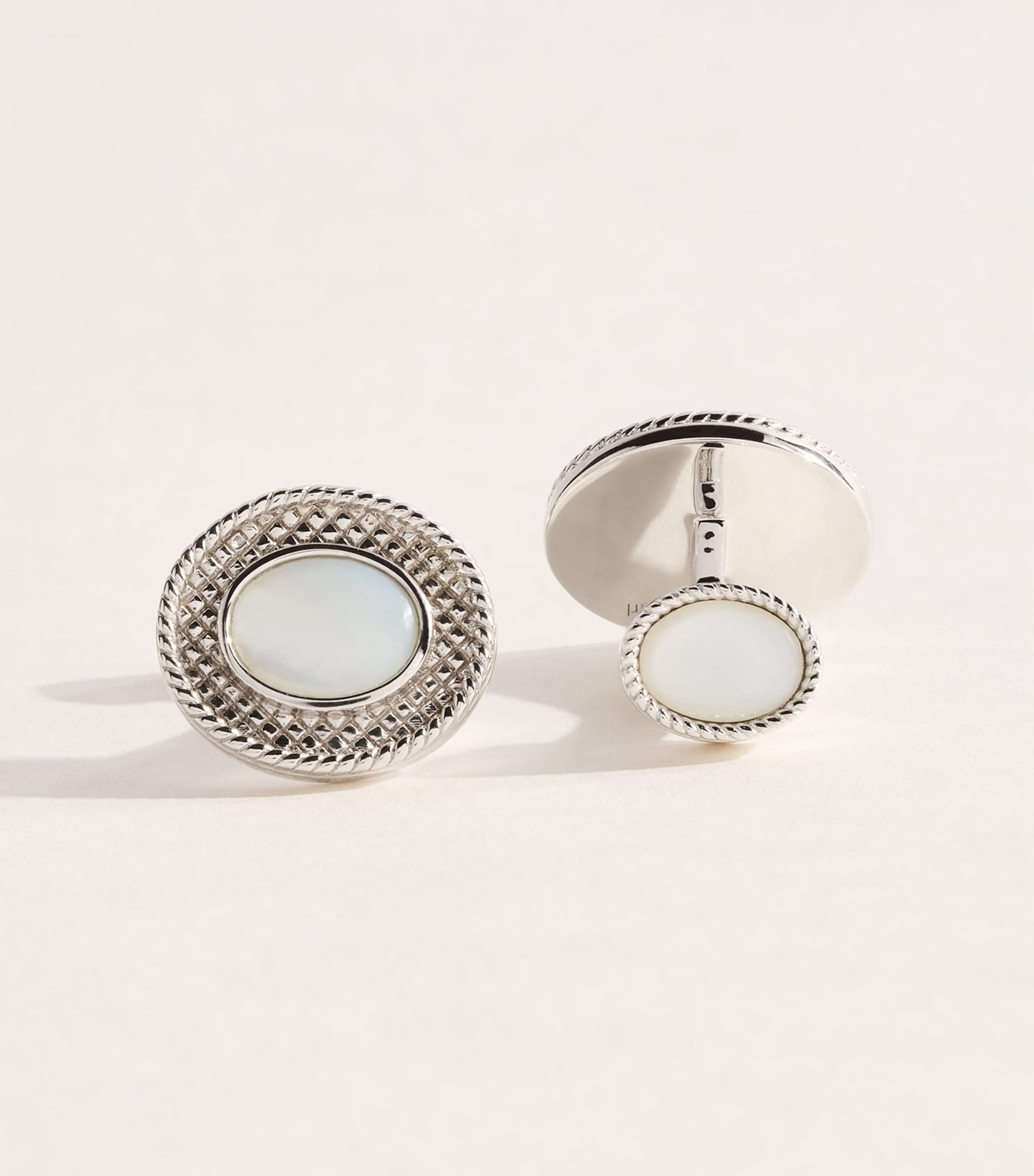 Tateossian Sterling Silver and Mother-of-Pearl Cufflinks White