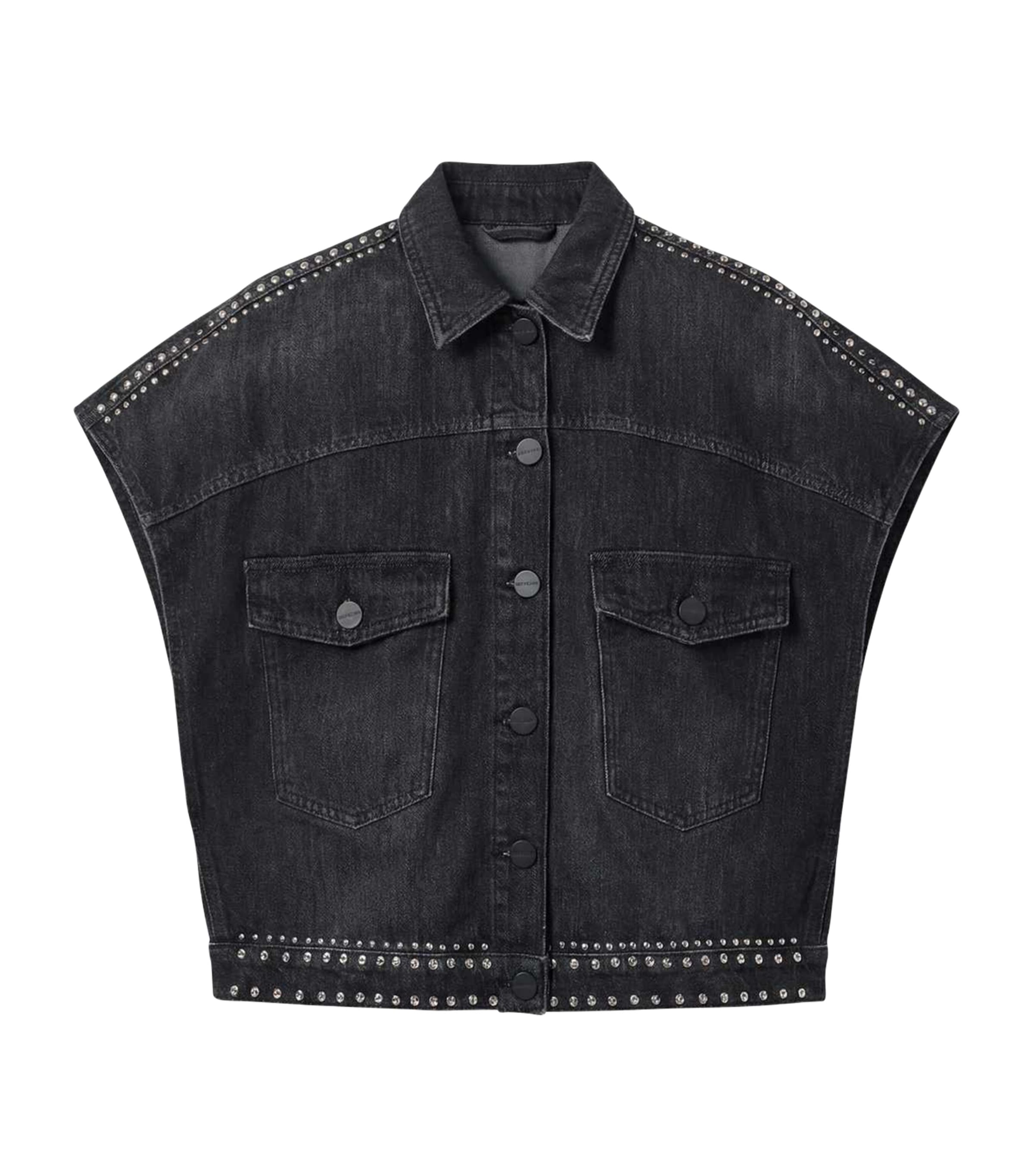 AllSaints Womens Alba Sleeveless Denim Shirt Shadow Black