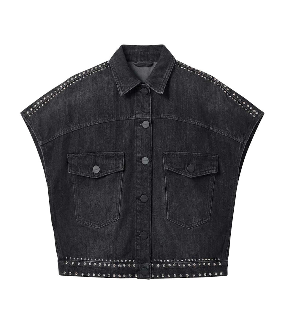 AllSaints Womens Alba Sleeveless Denim Shirt Shadow Black