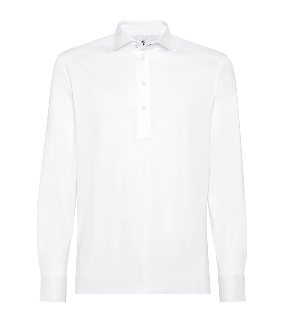 Cotton Long-Sleeve Polo Shirt