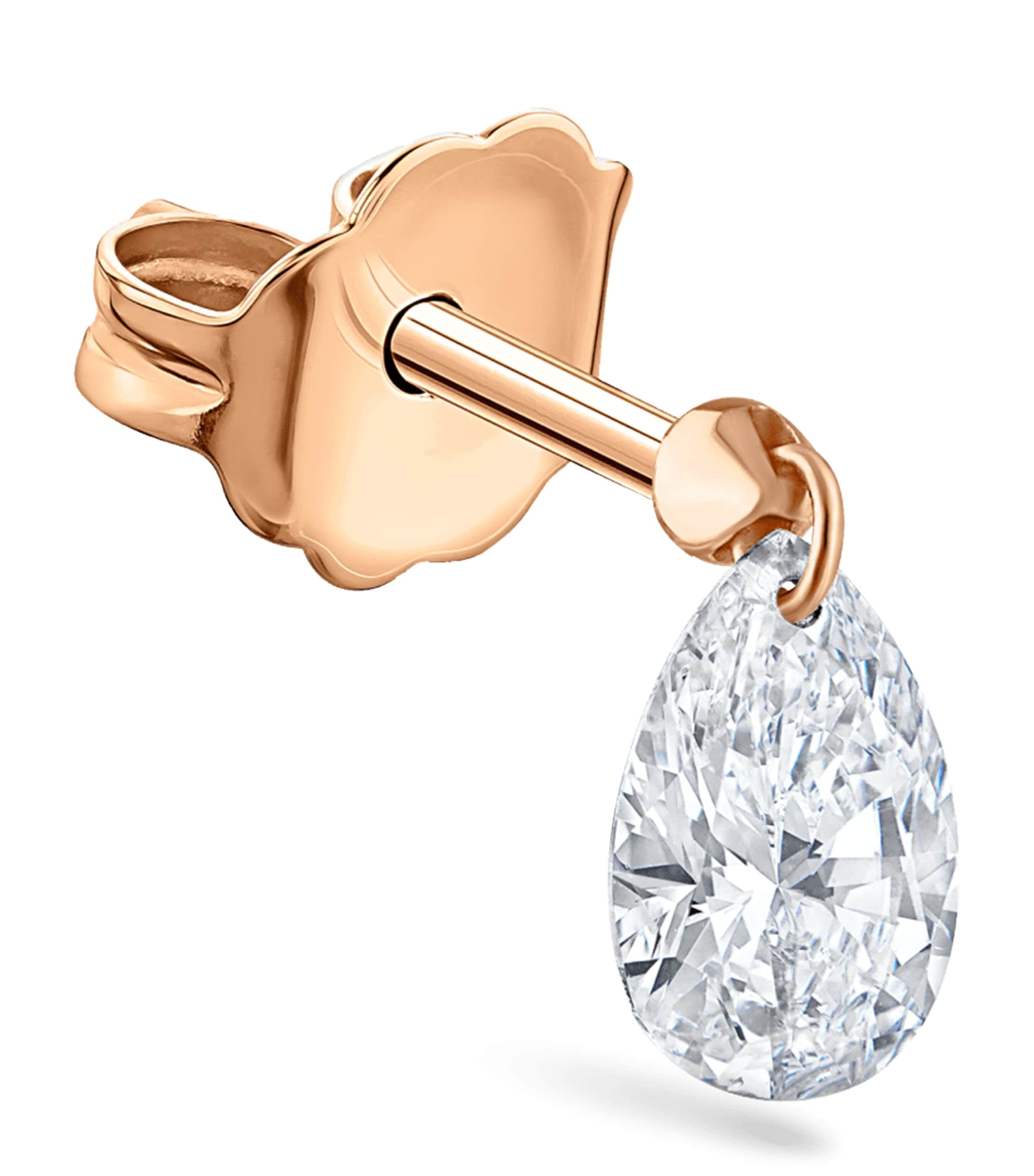 Floating Pear Diamond Charm Single Stud Earring (6mm)