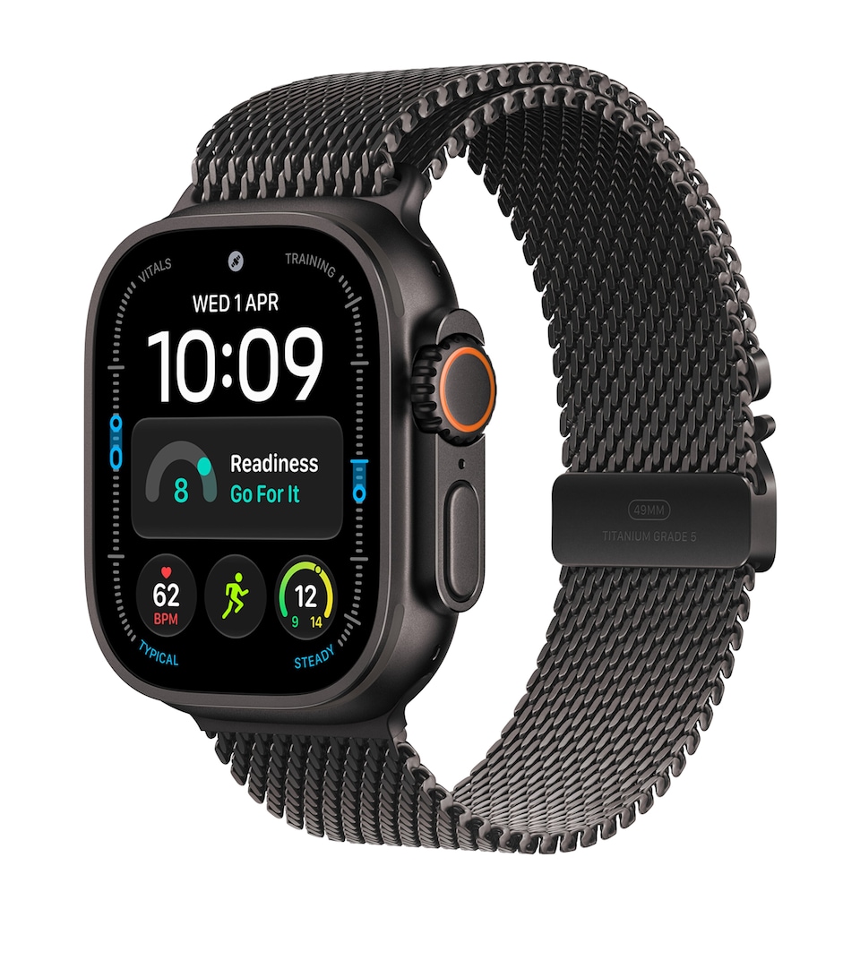 Apple Apple Watch Ultra 4 GPS + Cellular – Black Titanium with Black Titanium Milanese Loop, 49mm, Medium Black Titanium