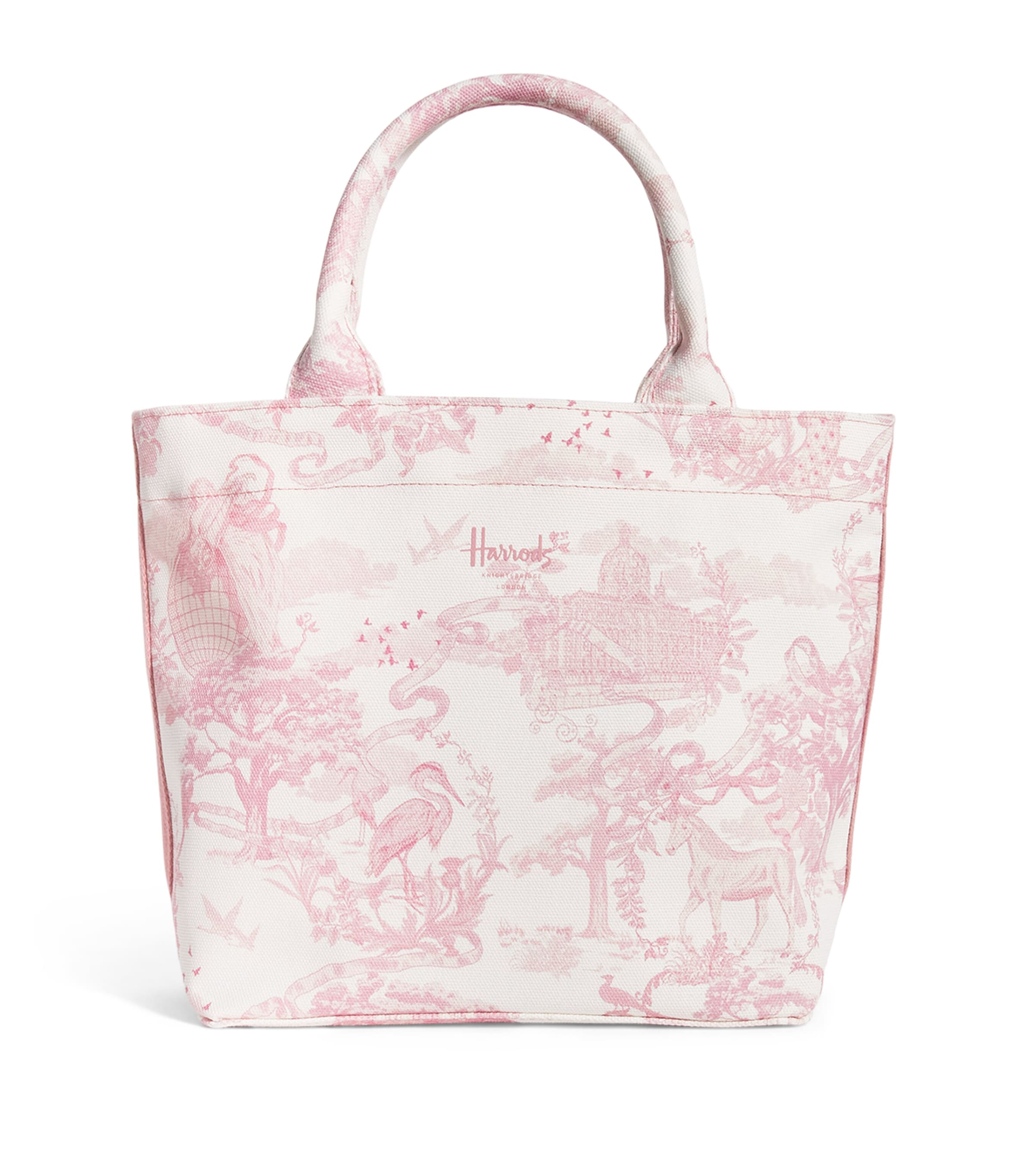 Harrods Small Toile Print Tote Bag Pink