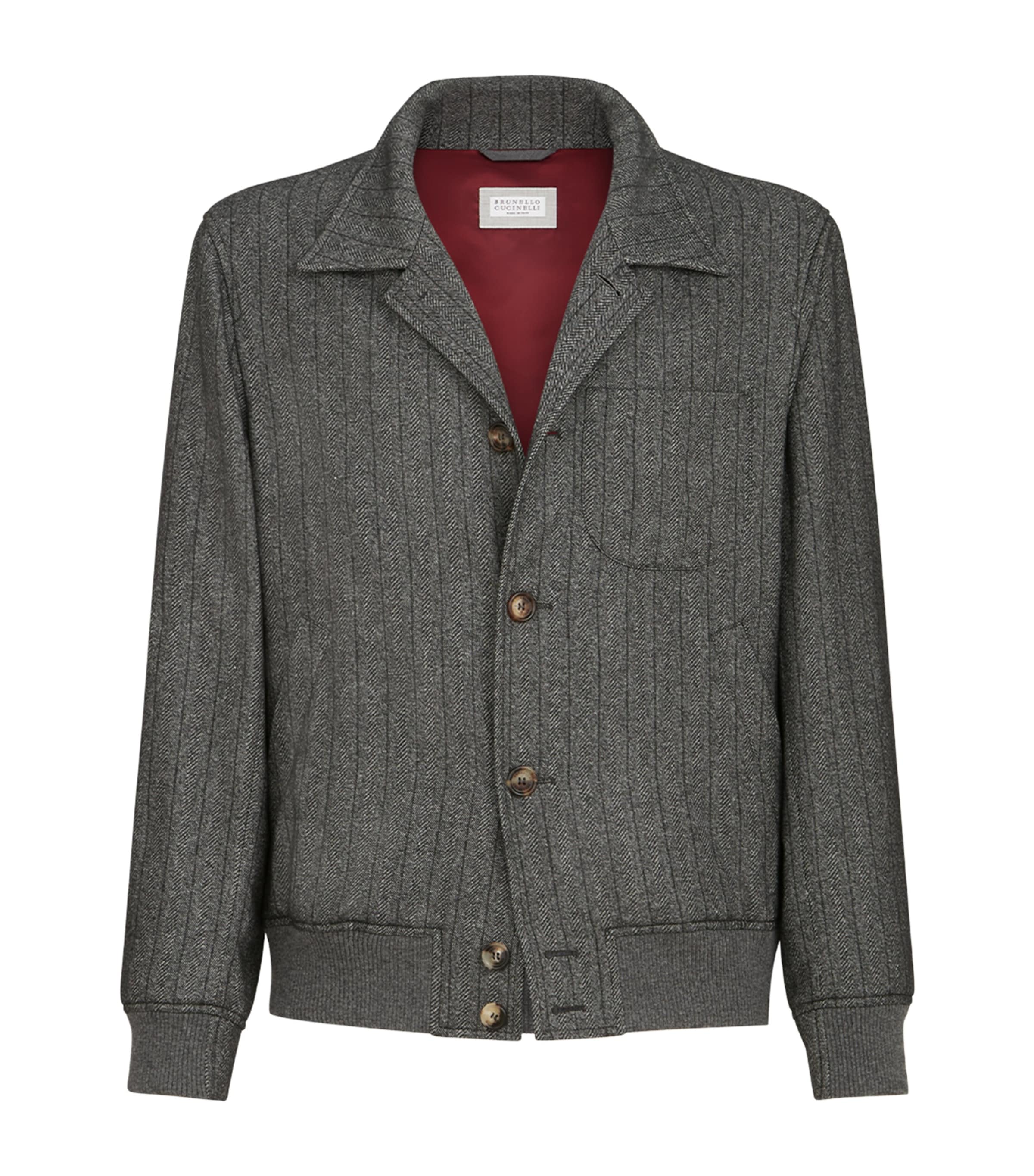 Brunello Cucinelli Mens Cashmere-Silk Chevron Field Jacket