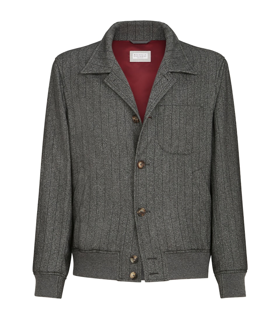 Brunello Cucinelli Mens Cashmere-Silk Chevron Field Jacket