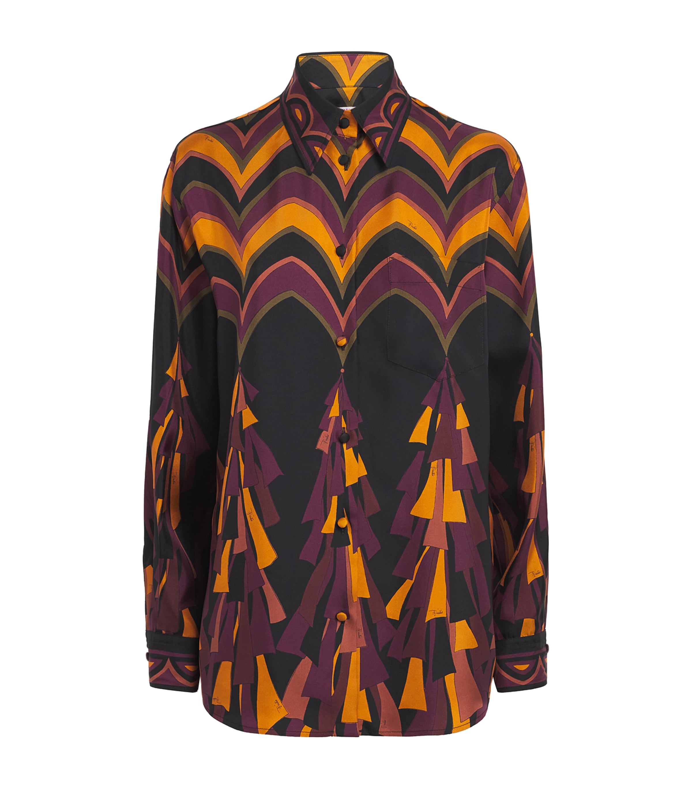 PUCCI Womens Silk Baiadera Print Shirt Bordeaux Gold