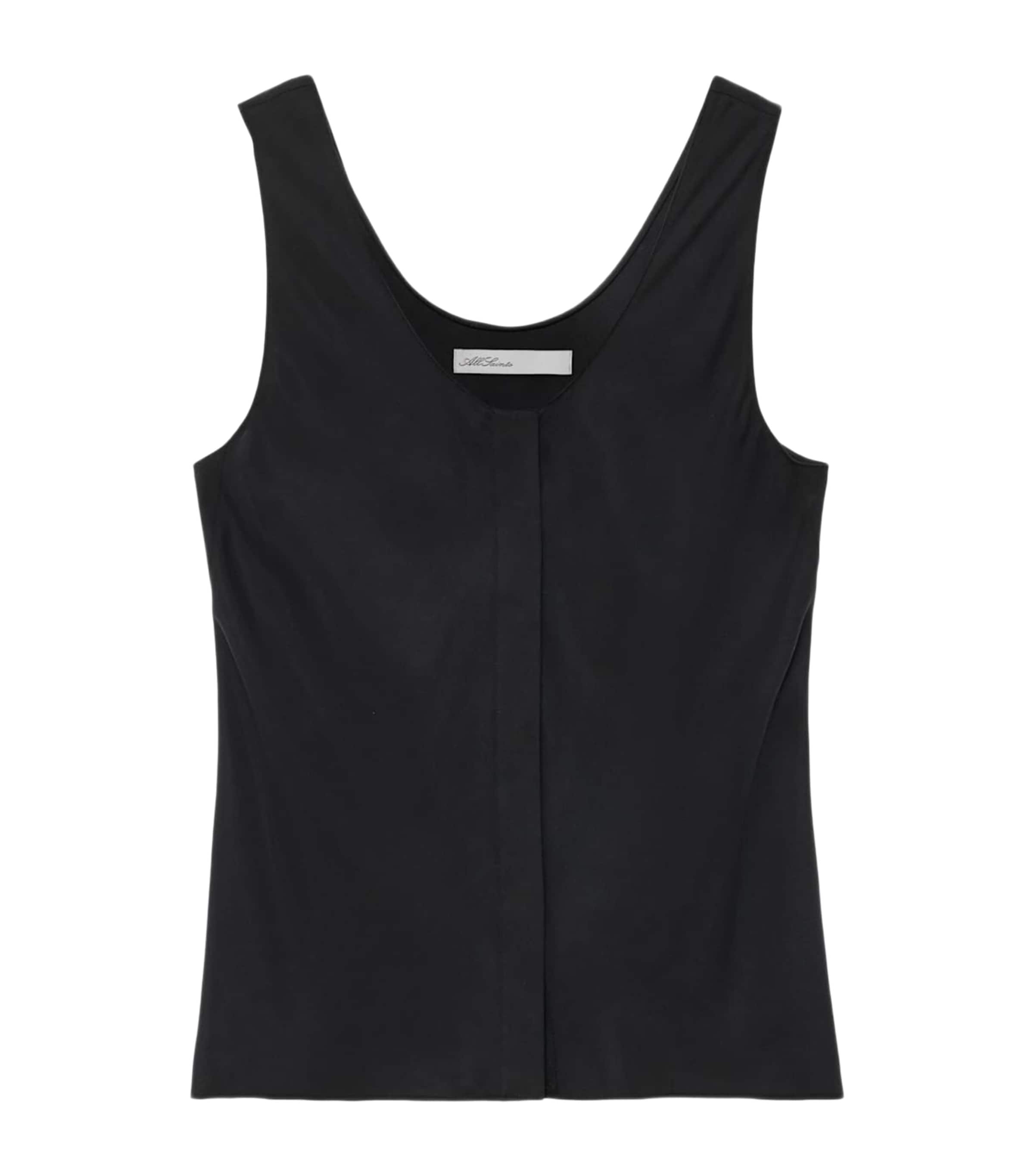 AllSaints Womens Silk-Blend Milla Tank Top Black