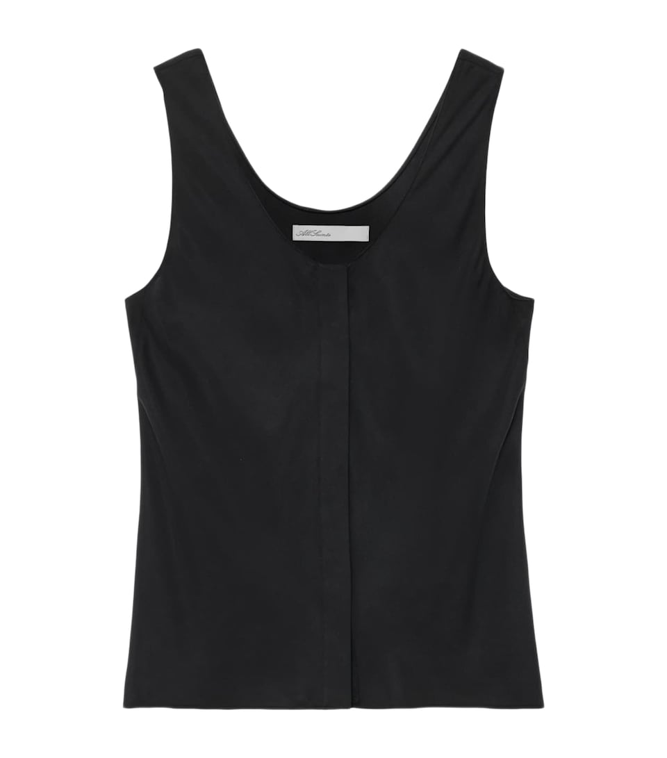 AllSaints Womens Silk-Blend Milla Tank Top Black