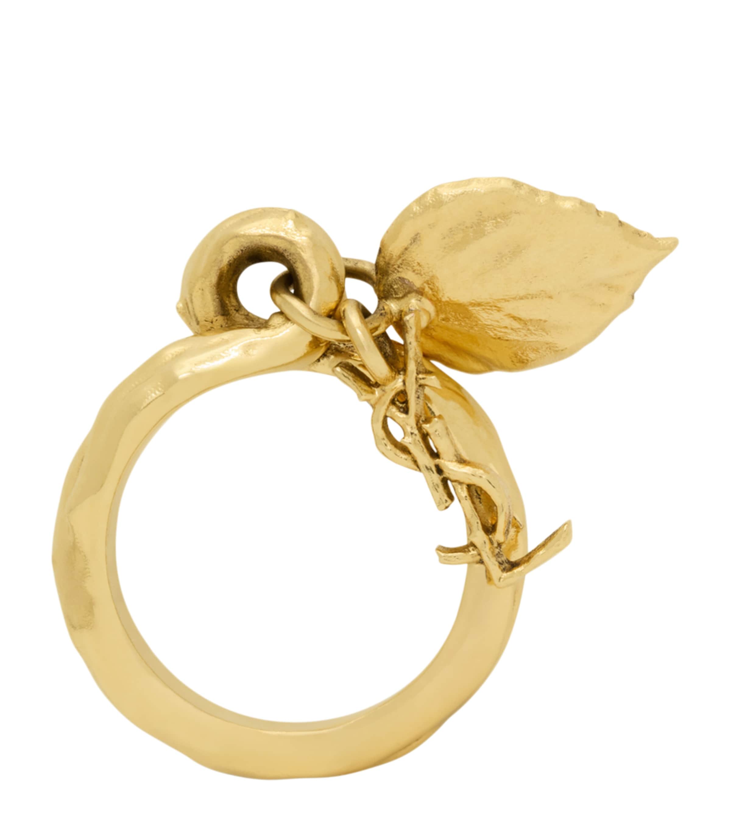 Saint Laurent Cassandre Leaf Charm Ring