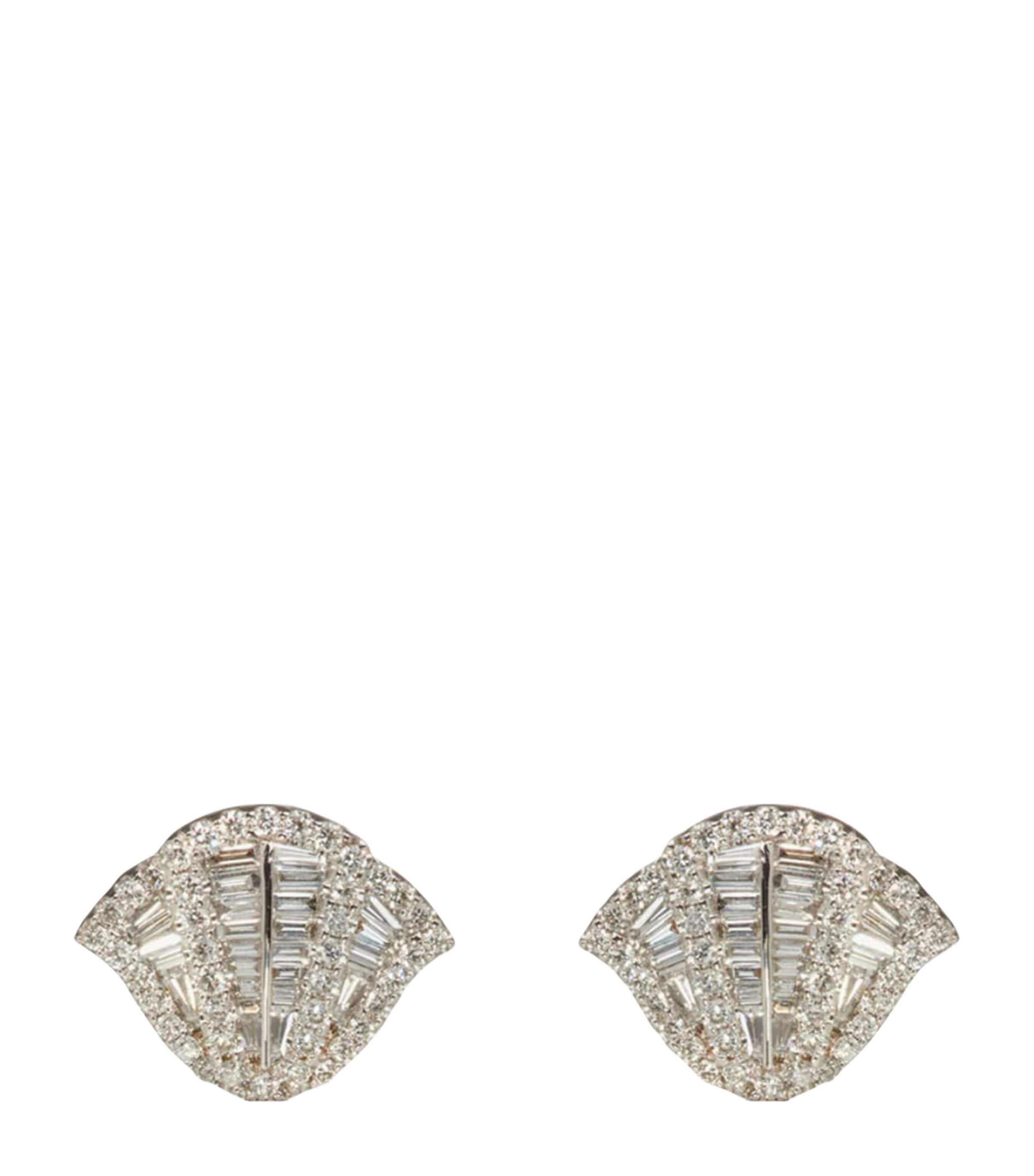 White Gold and Diamond Flamenco Stud Earrings
