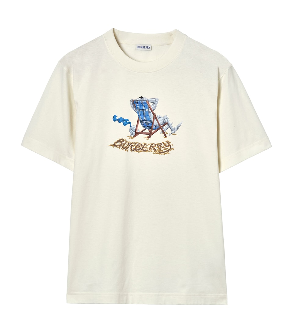 Burberry Mens Cotton Beach Knight T-Shirt Chalk