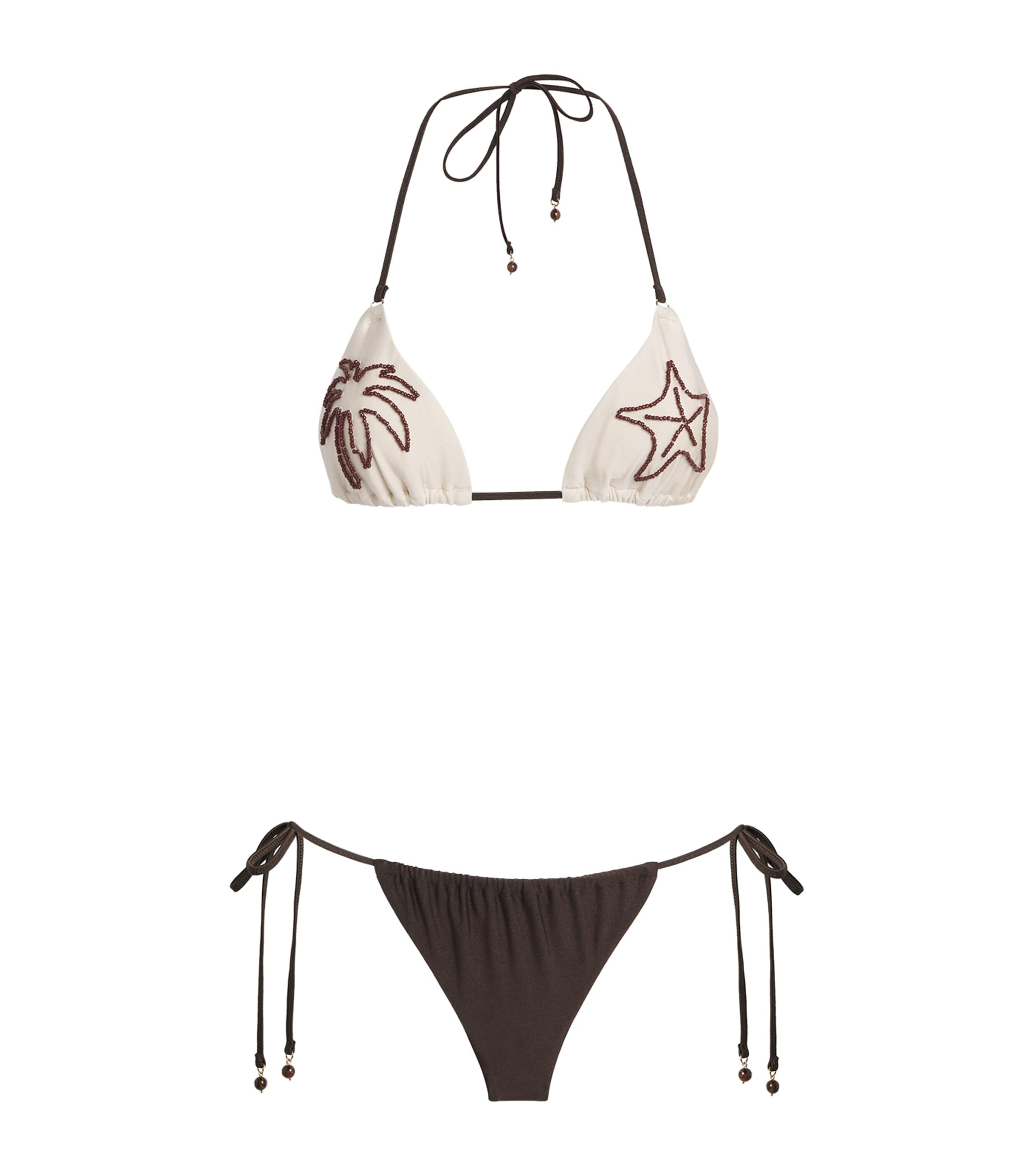 Zimmermann Womens Beaded Mahon Triangle Bikini Spliced