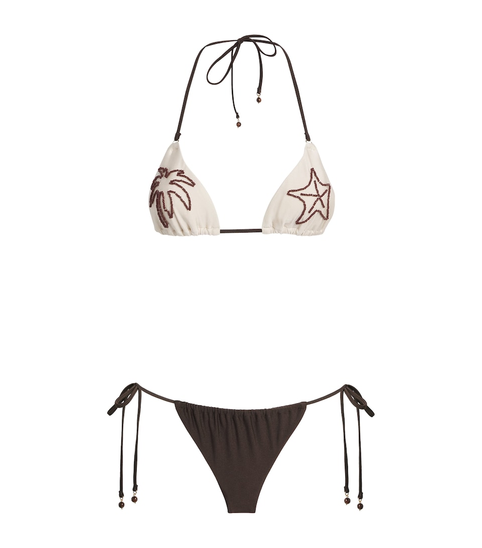 Zimmermann Womens Beaded Mahon Triangle Bikini Spliced