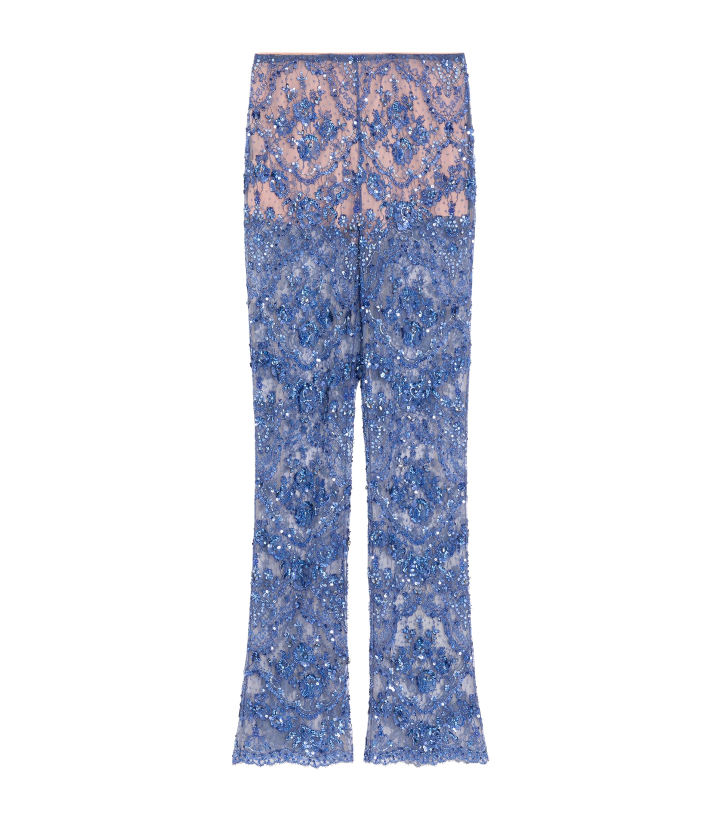 Valentino Womens Lace Sequinned Flared Trousers