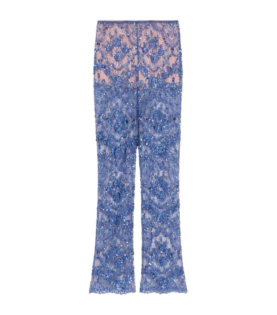 Valentino Womens Lace Sequinned Flared Trousers