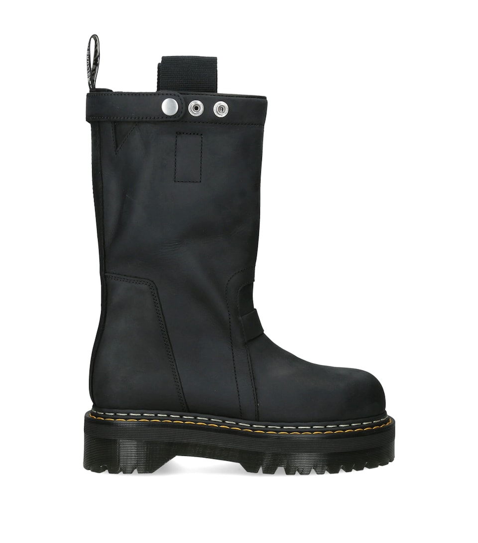 Rick Owens x Dr. Martens Nubuck Quad Sole Ankle Boots Black