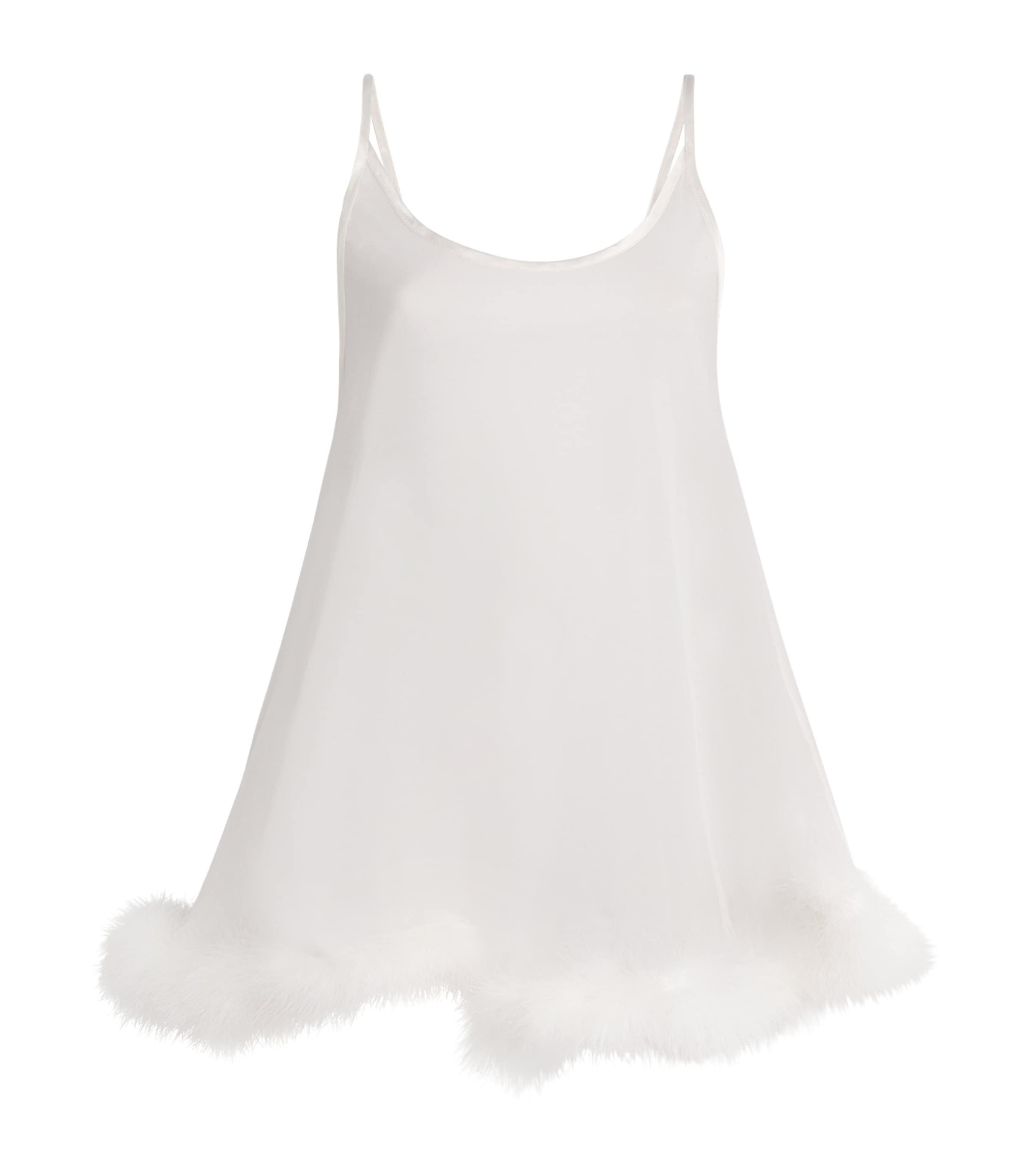 Silk Feather-Trim Sheer Diana Babydoll Nightdress