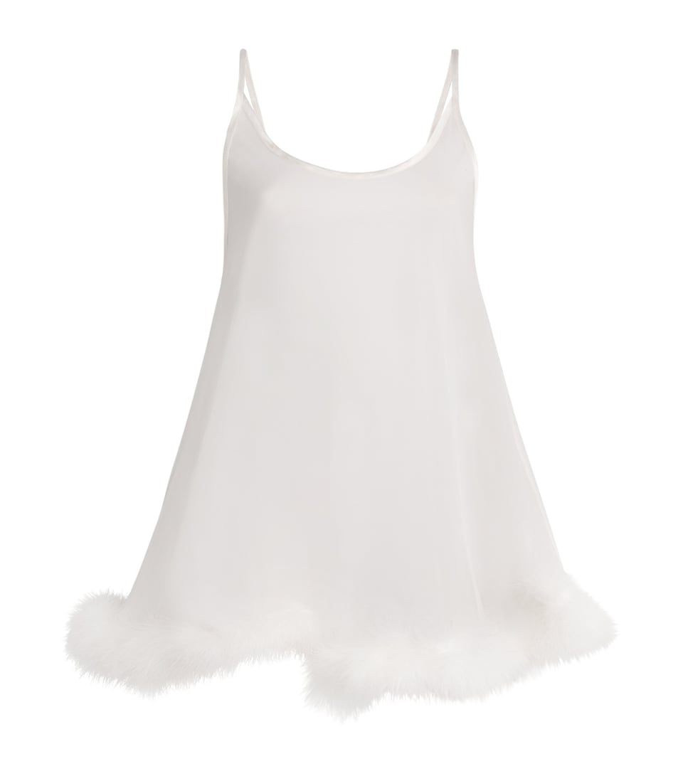 Silk Feather-Trim Sheer Diana Babydoll Nightdress