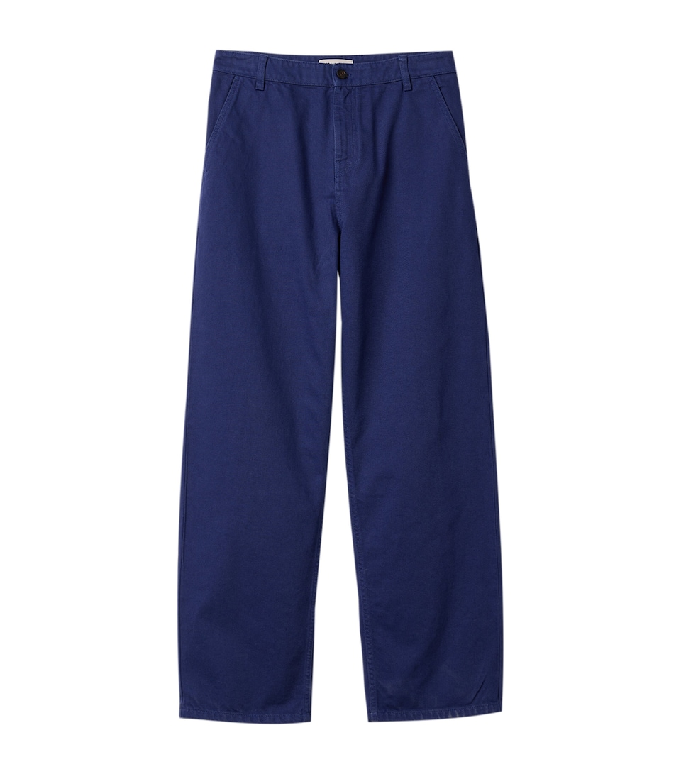 Miu Miu Womens Cotton Gabardine Straight Trousers Blue