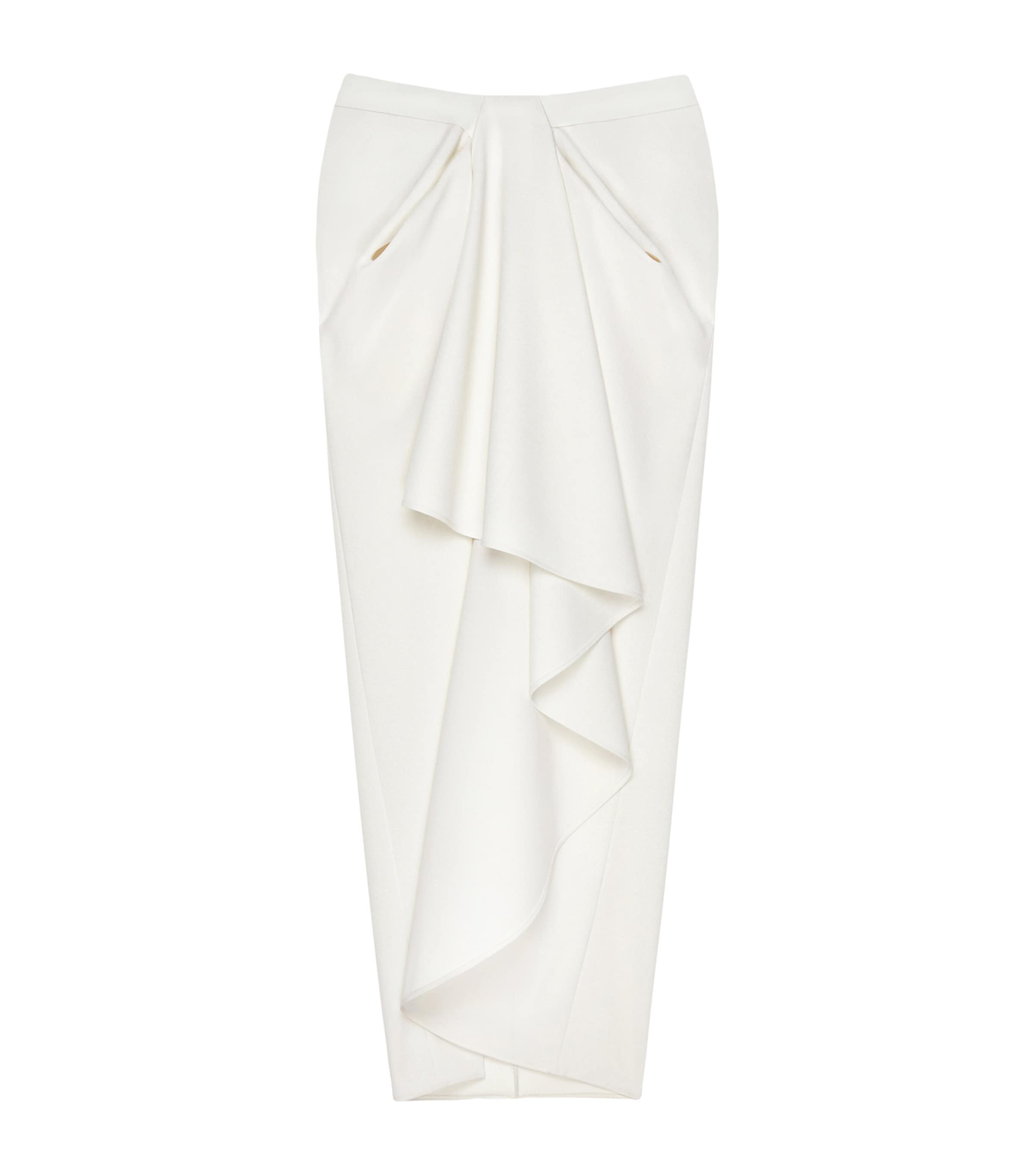 Givenchy Womens Wool-Mohair Wrapped Maxi Skirt White