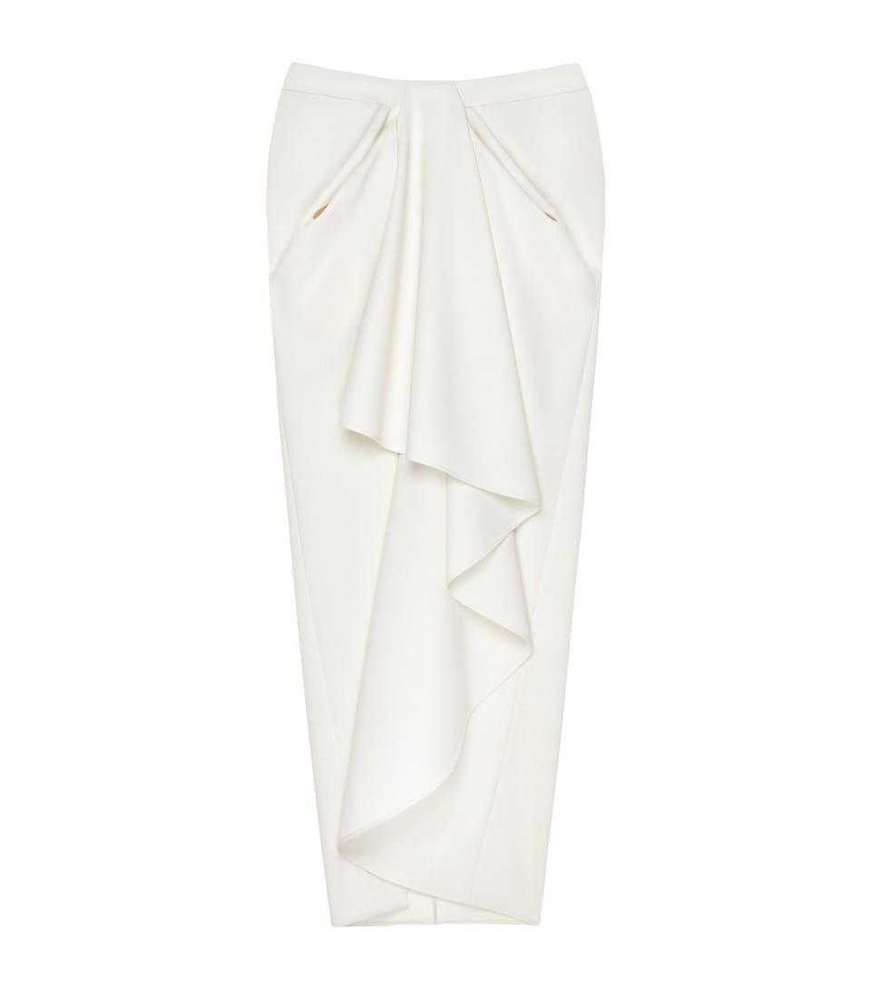 Givenchy Womens Wool-Mohair Wrapped Maxi Skirt White