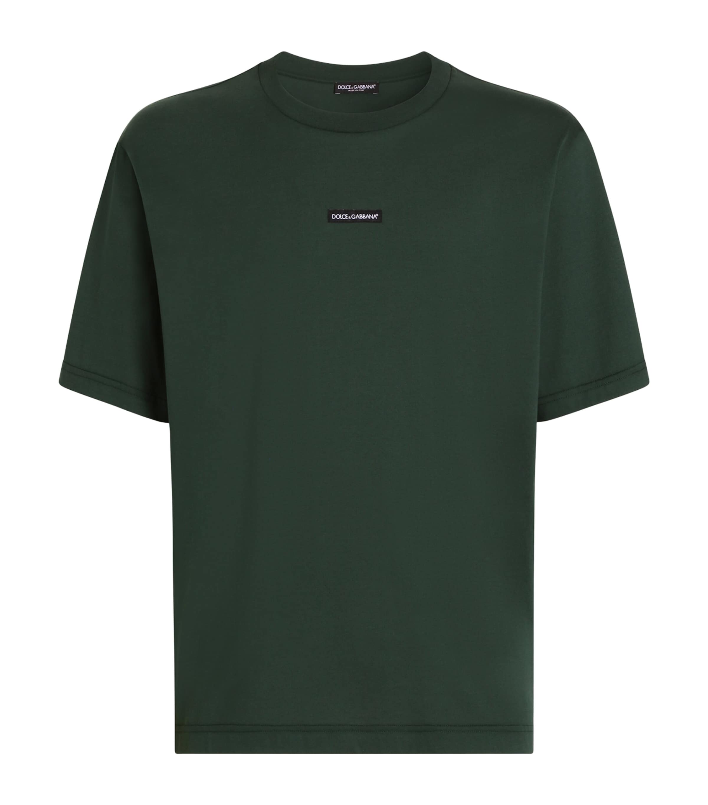 Dolce&Gabbana Mens Cotton Jersey Logo T-Shirt Very Dark Gree