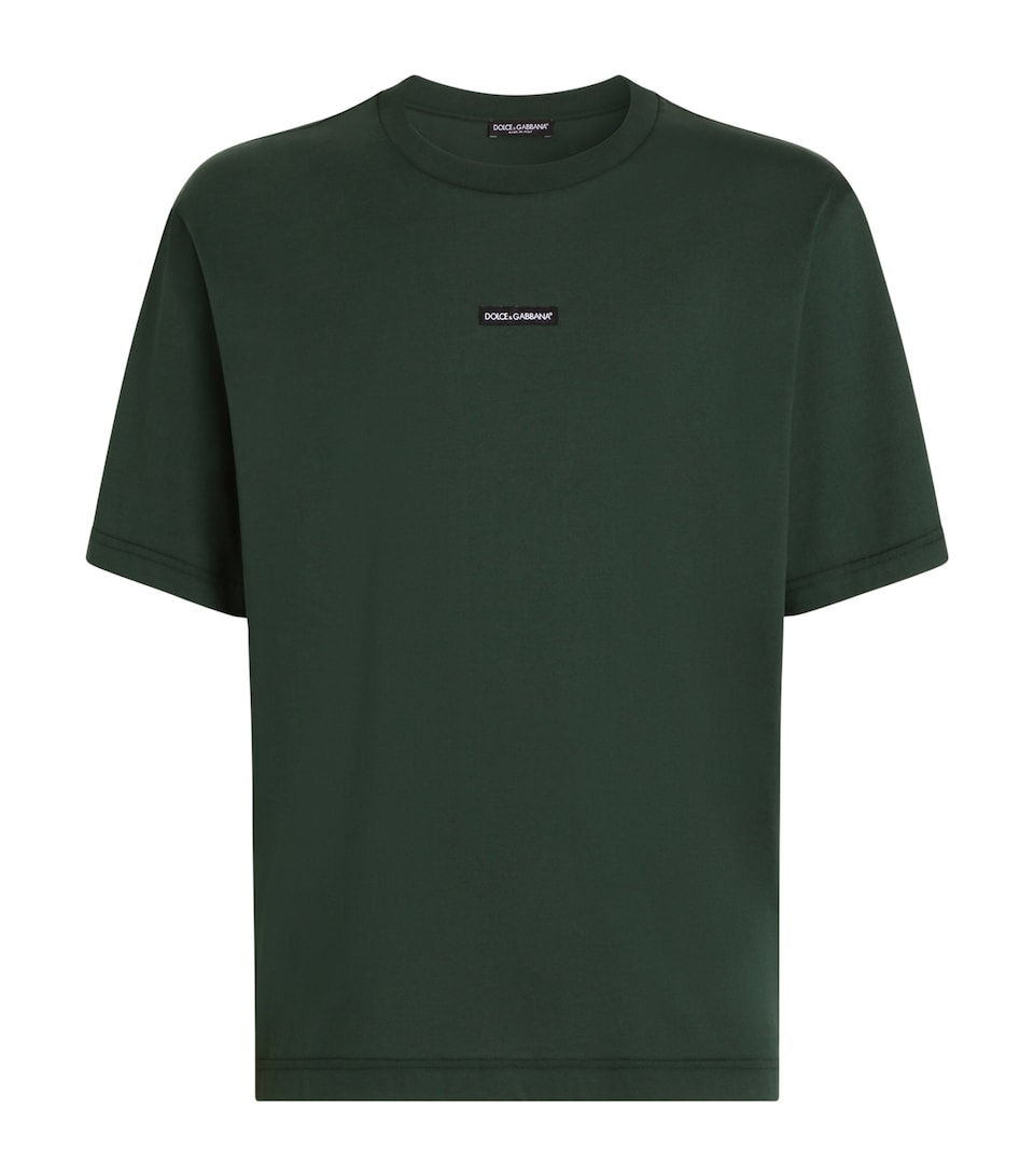 Dolce&Gabbana Mens Cotton Jersey Logo T-Shirt Very Dark Gree