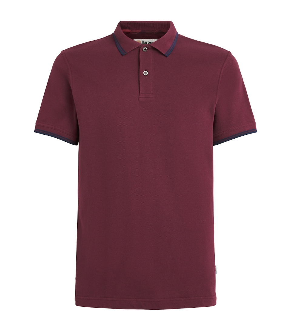 Barbour Mens Cotton Lunan Polo Shirt Dark Bordeaux