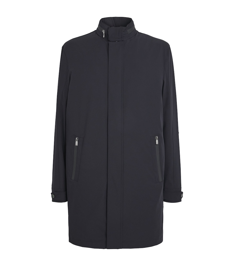 Corneliani Mens Water-Resistant Overcoat Navy Blue