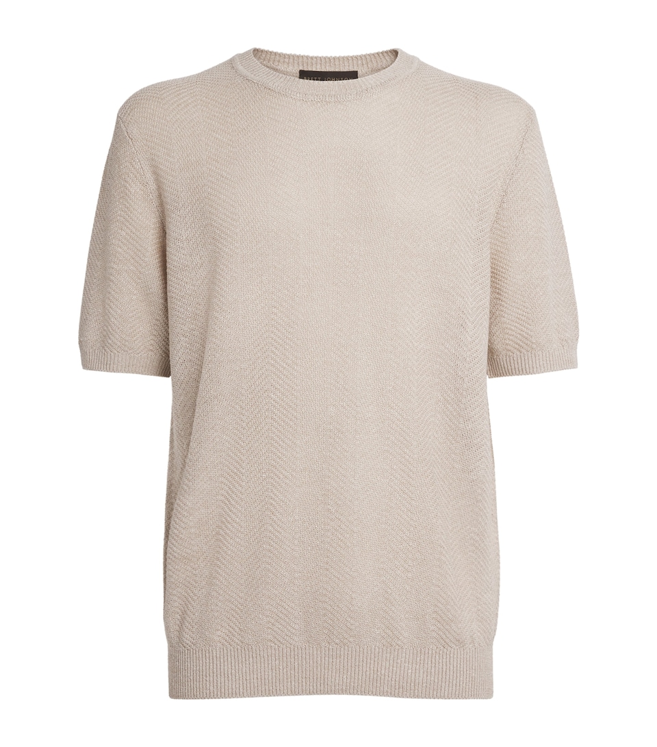 Brett Johnson Mens Linen-Silk Herringbone T-Shirt Sand