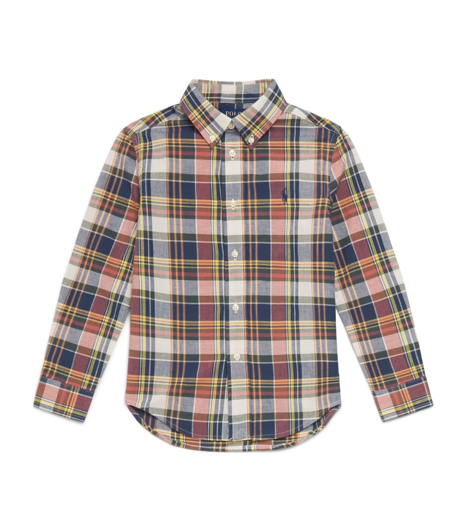 Ralph Lauren Kids Cotton Check Polo Pony Shirt (2-7 Years) Nvy Yell Mlti