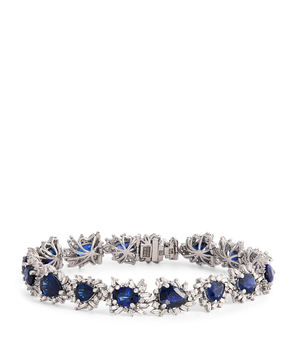 White Gold, Diamond and Sapphire One of a Kind Tennis Bracelet
