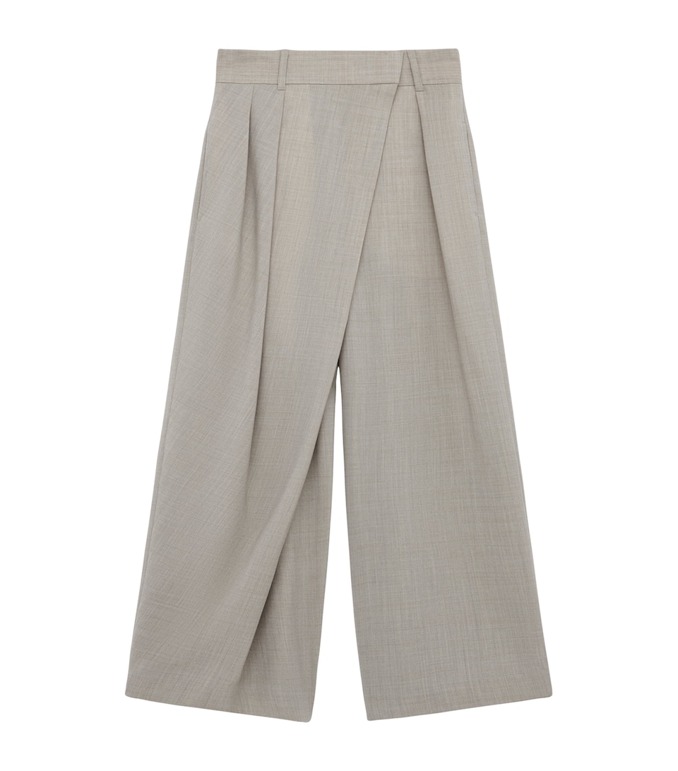 Wool Wrap Wide-Leg Trousers