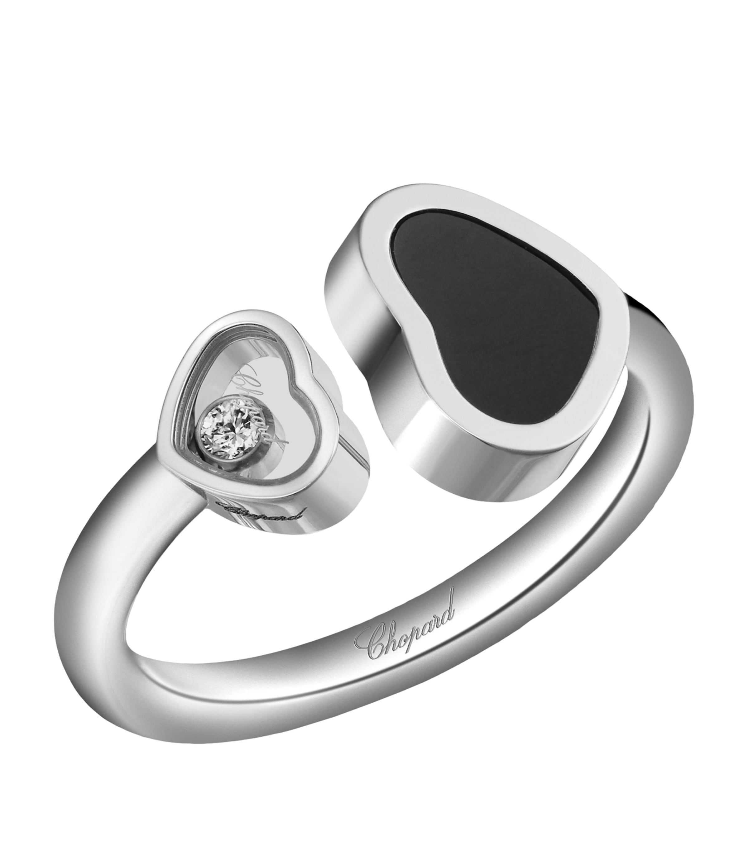 White Gold and Diamond Happy Hearts Ring