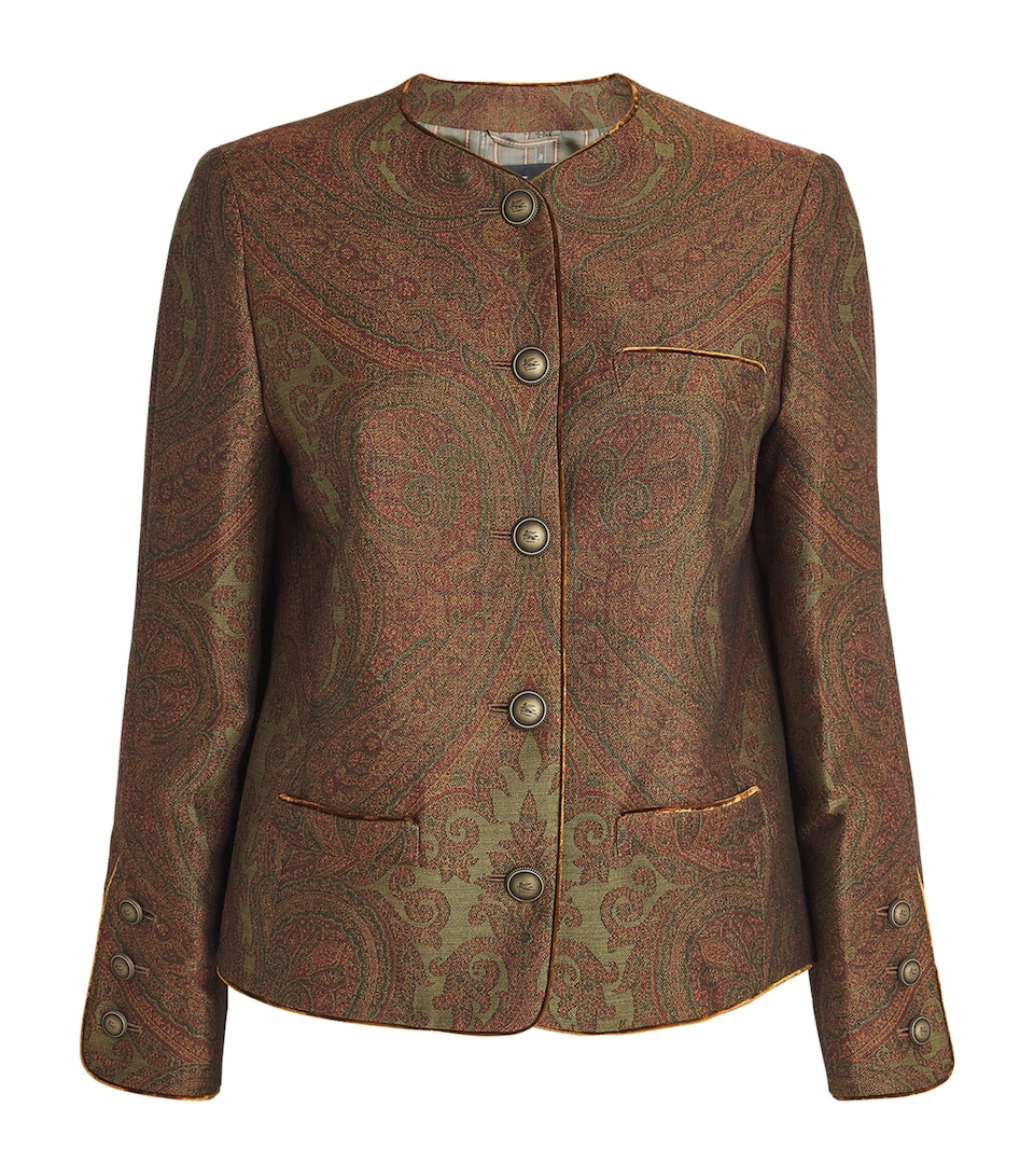 Etro Womens Paisley Cropped Jacket Multi/green Bs