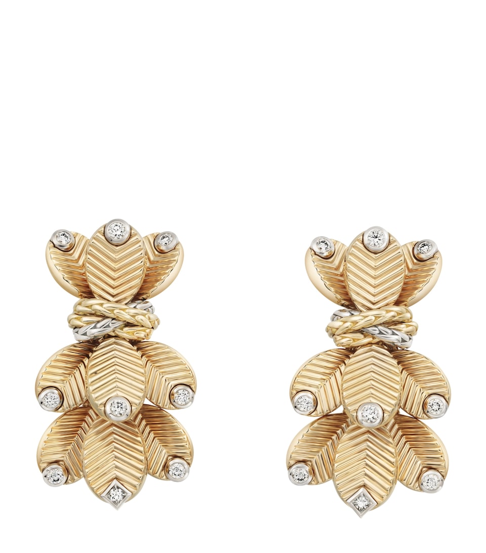 Yellow Gold and Diamond Grain de Café Earrings