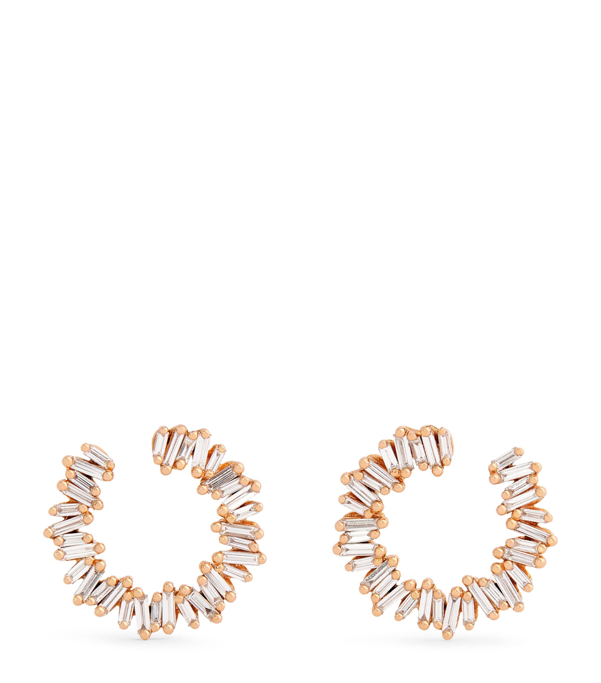 Rose Gold and Diamond Classic Fireworks Mini Hoops