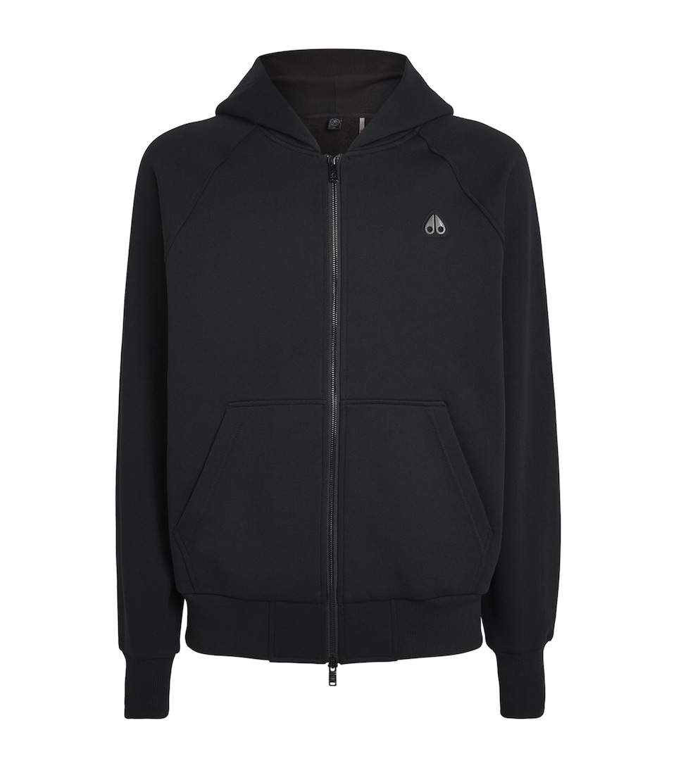 Moose Knuckles Mens Logo Yul Zip-Up Hoodie Black