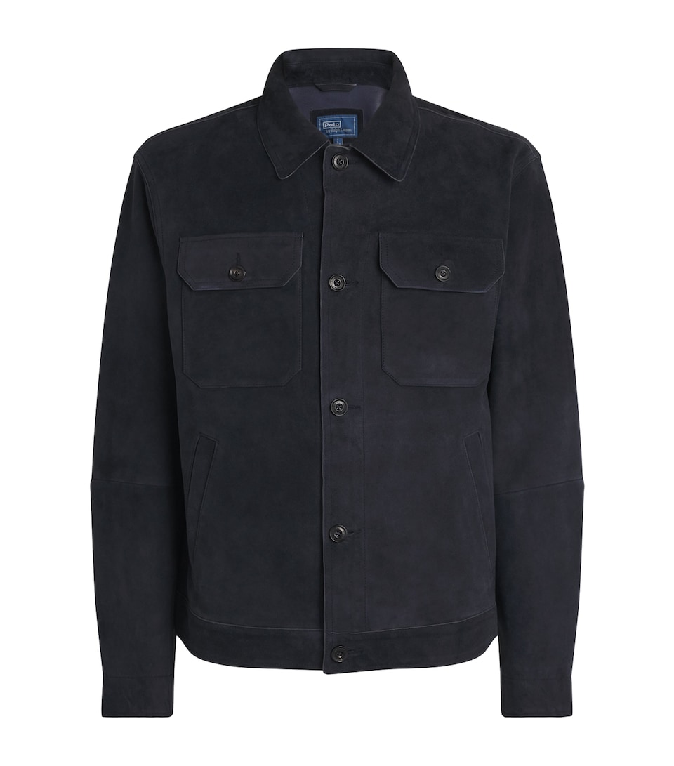 Polo Ralph Lauren Mens Lamb Suede Overshirt Collection Navy