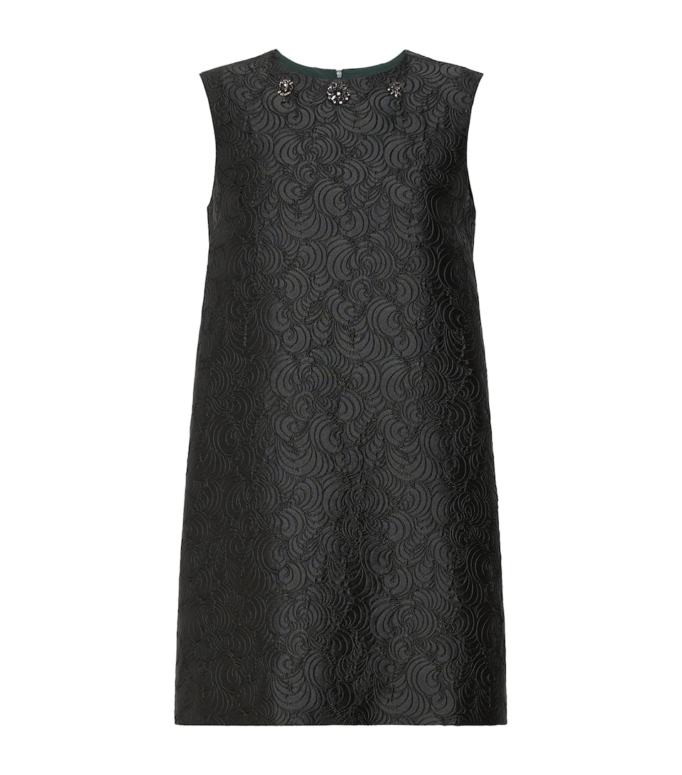 Max Mara Womens Crystal Jacquard Mini Shift Dress Dark Green