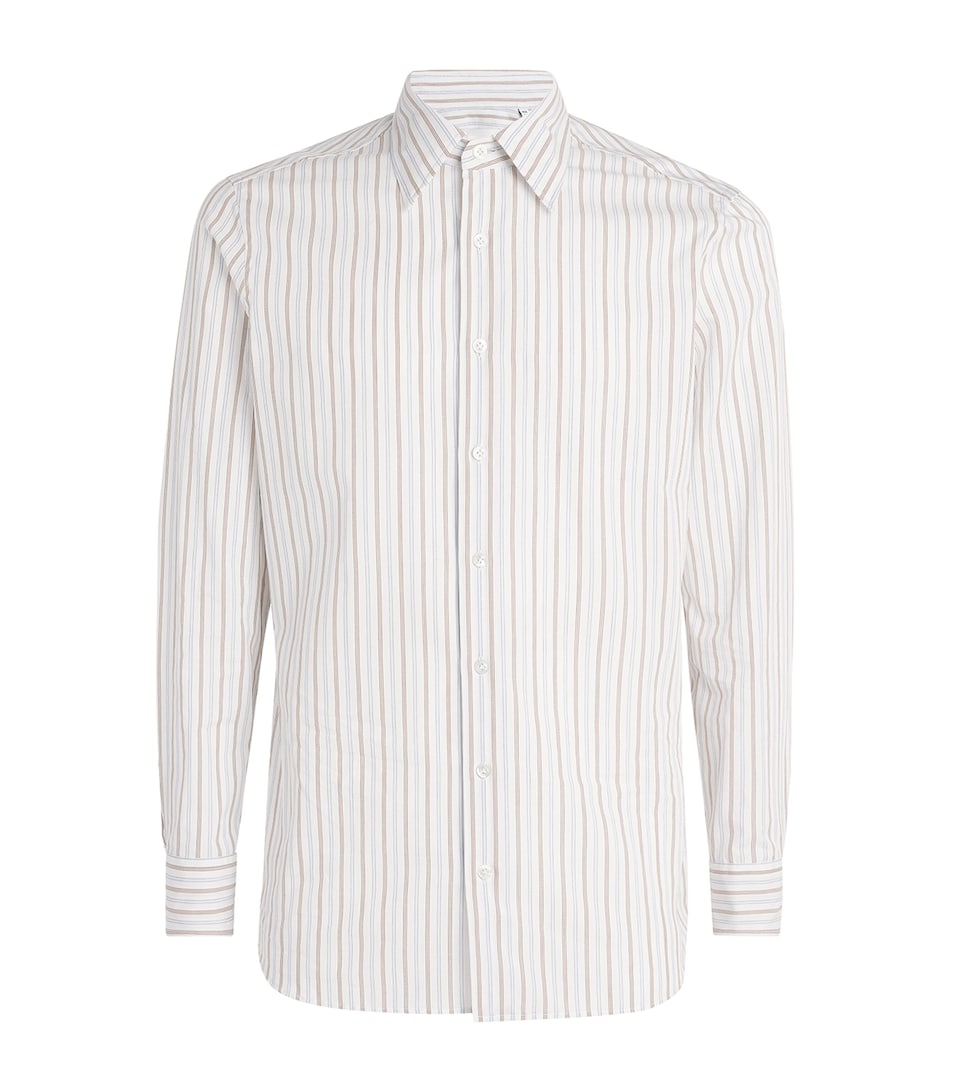 Lardini Mens Cotton Stripe Shirt Stripes Brown