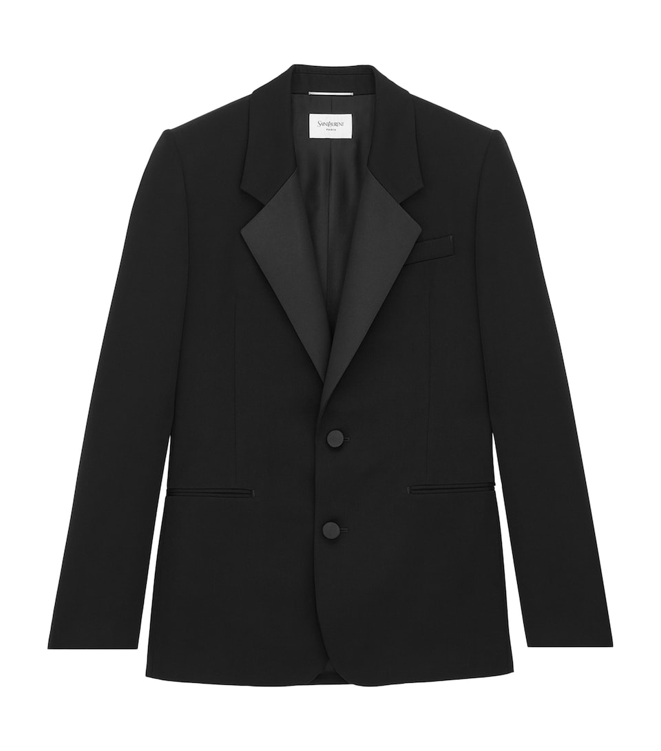 Wool Satin-Detail Tuxedo Jacket