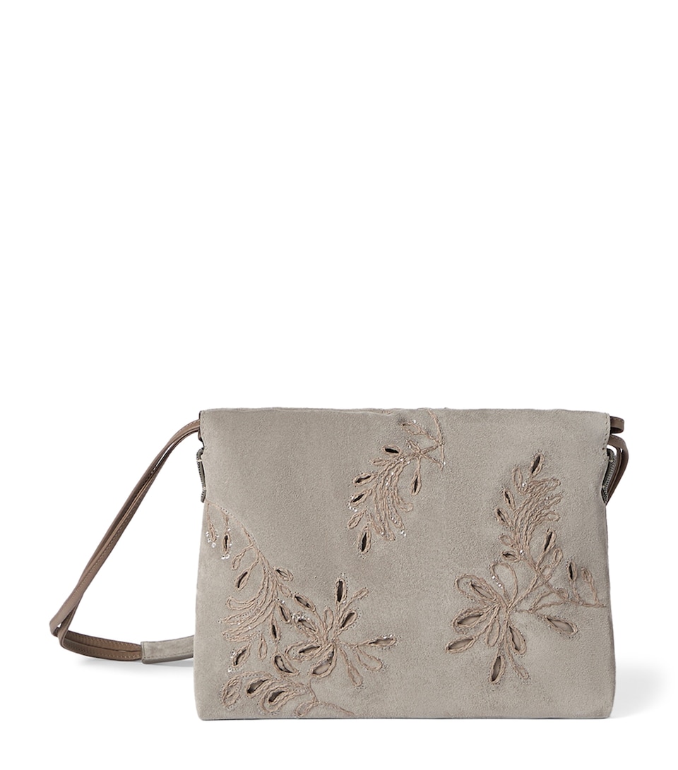 Brunello Cucinelli Suede BC Duo Pouch Shoulder Bag