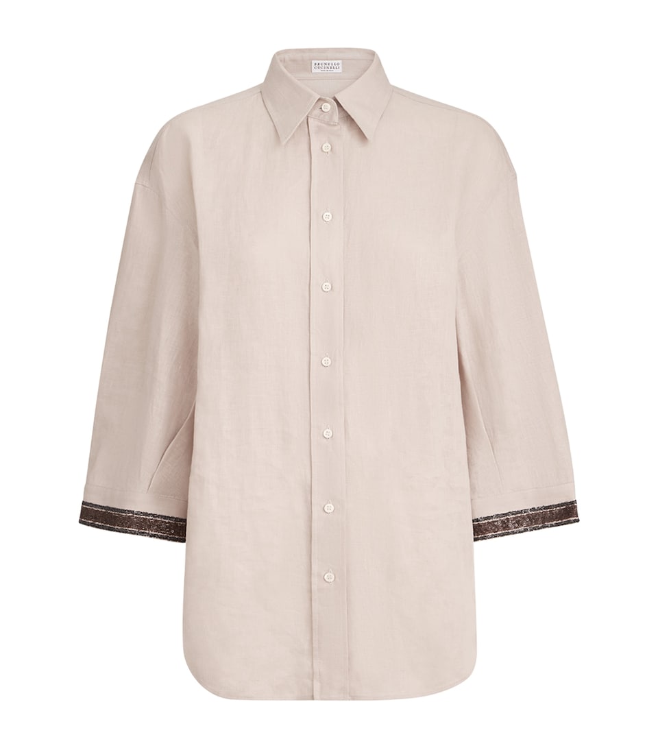 Brunello Cucinelli Womens Linen Embellished Shirt