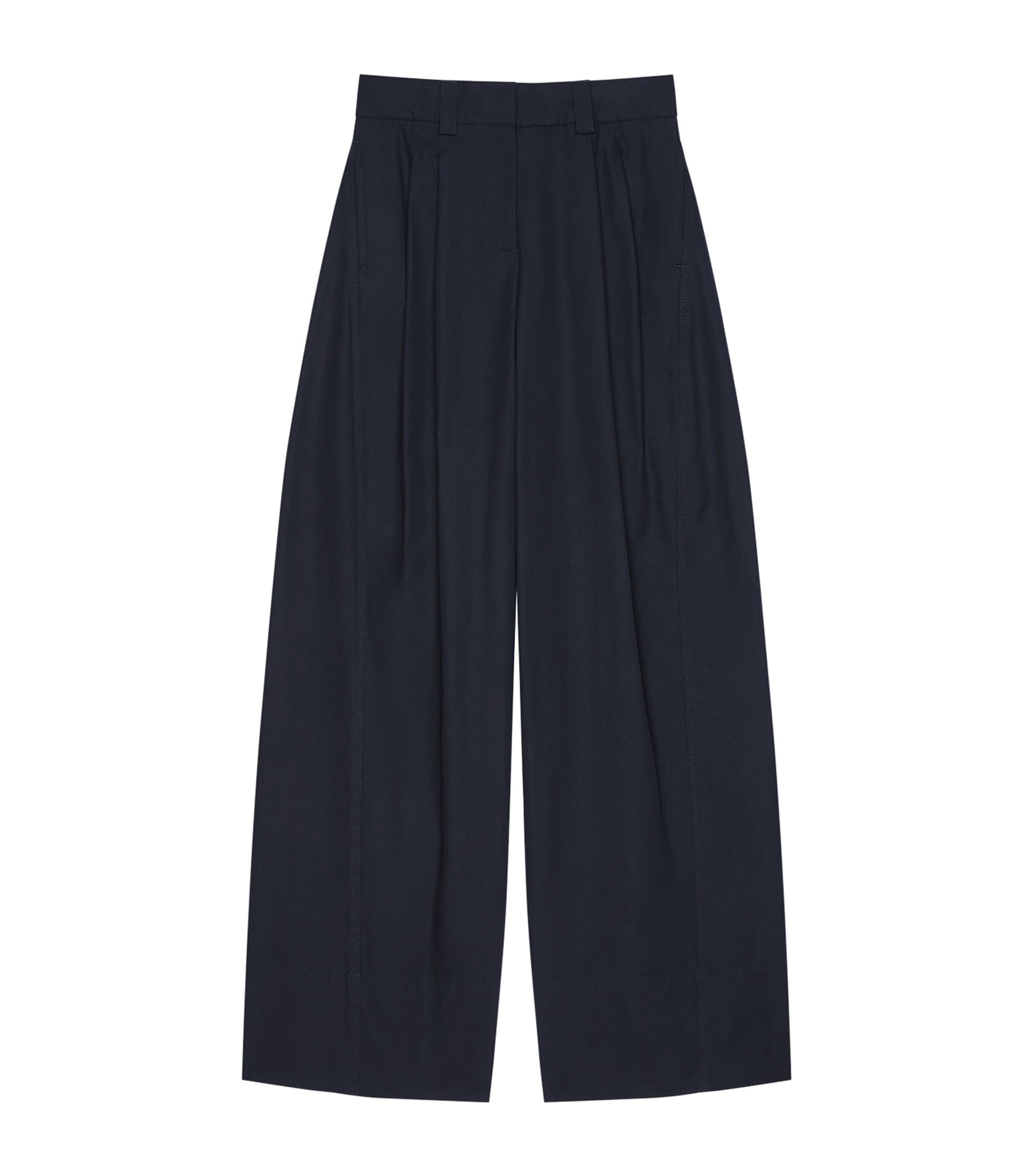 Givenchy Womens Cotton Canvas Pleated Wide-Leg Trousers
