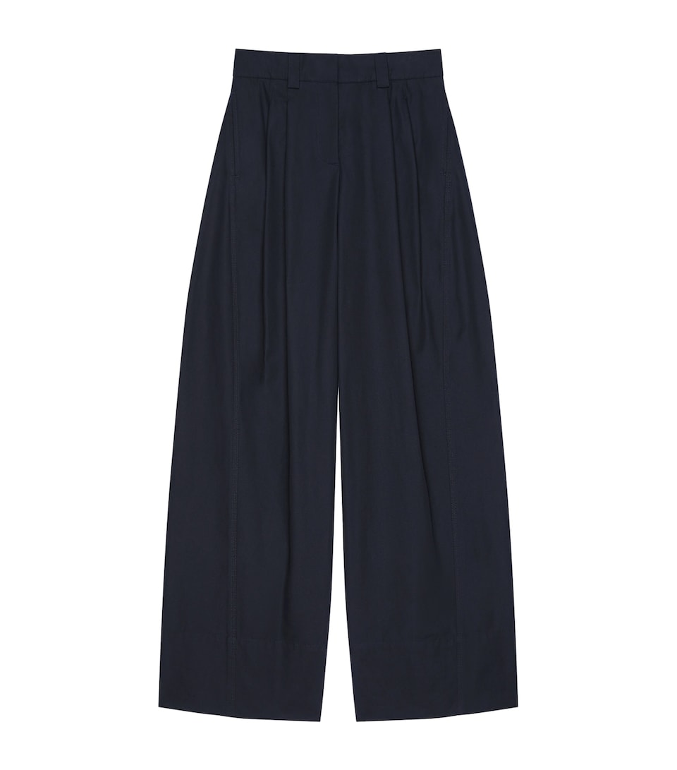 Givenchy Womens Cotton Canvas Pleated Wide-Leg Trousers