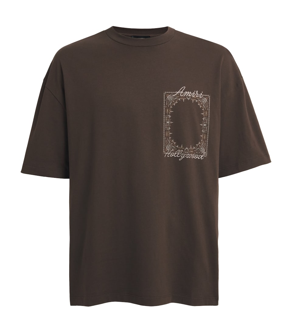 AMIRI Mens Cotton Quad Bandana T-Shirt Husk